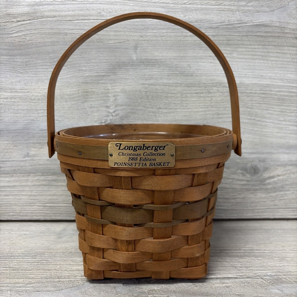 LONGABERGER POINSETTIA BASKET 1988 HANDMADE SIGNED EUC (E9)